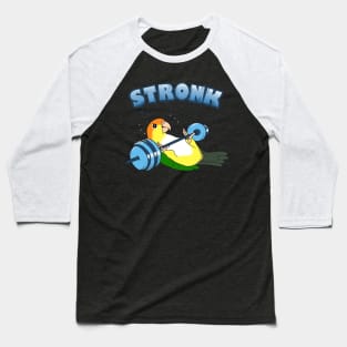 Stronk White bellied caique Fitness Parrot Workout Baseball T-Shirt